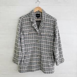 Liverpool Jeans - Heather Houndstooth Fuzzy Button Front Boxy Jacket, S